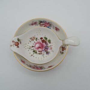Vintage Royal Crown "Derby Posies" Tea Strainer and Bowl 1990
